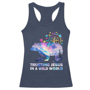 VBS 2025 Adventure Bear Racerback Tank Top Trusting Jesus In A Wild World Northen Lights TS02 Navy Print Your Wear