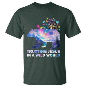 VBS 2025 Adventure Bear T Shirt Trusting Jesus In A Wild World Northen Lights TS02 Dark Forest Green Print Your Wear