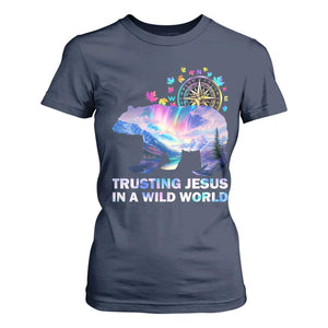 VBS 2025 Adventure Bear T Shirt For Women Trusting Jesus In A Wild World Northen Lights TS02 Navy Print Your Wear