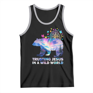 VBS 2025 Adventure Bear Tank Top Trusting Jesus In A Wild World Northen Lights TS02 Black Athletic Heather Print Your Wear