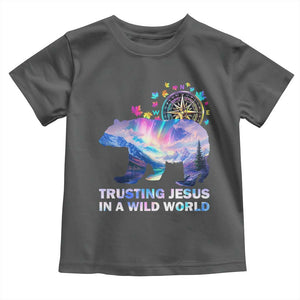 VBS 2025 Adventure Bear Toddler T Shirt Trusting Jesus In A Wild World Northen Lights TS02 Dark Heather Print Your Wear