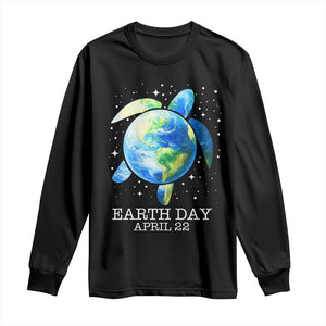 Earth Day Sea Turtle Long Sleeve Shirt Restore Earth Save The Planet TS02 Black Print Your Wear