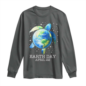 Earth Day Sea Turtle Long Sleeve Shirt Restore Earth Save The Planet TS02 Dark Heather Print Your Wear