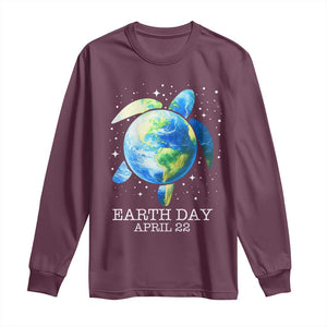 Earth Day Sea Turtle Long Sleeve Shirt Restore Earth Save The Planet TS02 Maroon Print Your Wear