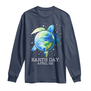 Earth Day Sea Turtle Long Sleeve Shirt Restore Earth Save The Planet TS02 Navy Print Your Wear