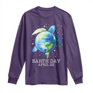 Earth Day Sea Turtle Long Sleeve Shirt Restore Earth Save The Planet TS02 Purple Print Your Wear
