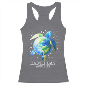 Earth Day Sea Turtle Racerback Tank Top Restore Earth Save The Planet TS02 Charcoal Print Your Wear