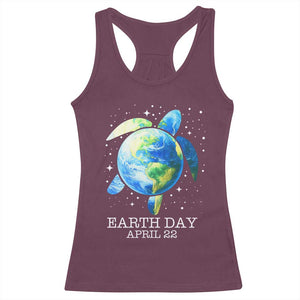 Earth Day Sea Turtle Racerback Tank Top Restore Earth Save The Planet TS02 Maroon Print Your Wear