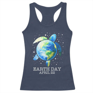 Earth Day Sea Turtle Racerback Tank Top Restore Earth Save The Planet TS02 Navy Print Your Wear