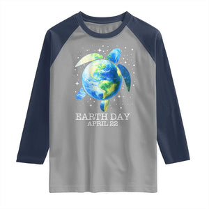 Earth Day Sea Turtle Raglan Shirt Restore Earth Save The Planet TS02 Sport Gray Navy Print Your Wear
