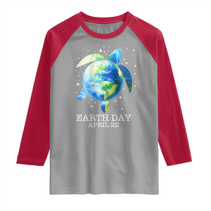 Earth Day Sea Turtle Raglan Shirt Restore Earth Save The Planet TS02 Sport Gray Red Print Your Wear