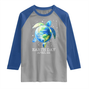 Earth Day Sea Turtle Raglan Shirt Restore Earth Save The Planet TS02 Sport Gray Royal Print Your Wear