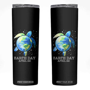 Earth Day Sea Turtle Skinny Tumbler Restore Earth Save The Planet TS02 Black Print Your Wear