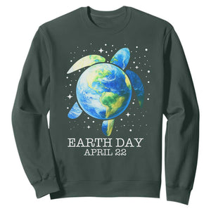 Earth Day Sea Turtle Sweatshirt Restore Earth Save The Planet TS02 Dark Forest Green Print Your Wear