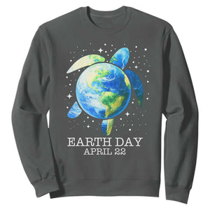 Earth Day Sea Turtle Sweatshirt Restore Earth Save The Planet TS02 Dark Heather Print Your Wear