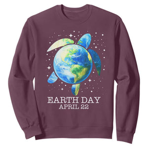 Earth Day Sea Turtle Sweatshirt Restore Earth Save The Planet TS02 Maroon Print Your Wear
