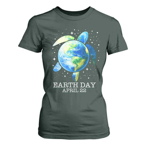 Earth Day Sea Turtle T Shirt For Women Restore Earth Save The Planet TS02 Dark Forest Green Print Your Wear