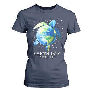 Earth Day Sea Turtle T Shirt For Women Restore Earth Save The Planet TS02 Navy Print Your Wear