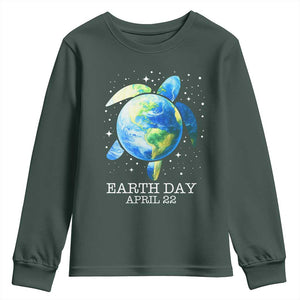Earth Day Sea Turtle Youth Sweatshirt Restore Earth Save The Planet TS02 Dark Forest Green Print Your Wear