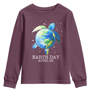 Earth Day Sea Turtle Youth Sweatshirt Restore Earth Save The Planet TS02 Maroon Print Your Wear