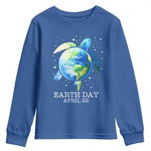 Earth Day Sea Turtle Youth Sweatshirt Restore Earth Save The Planet TS02 Royal Blue Print Your Wear