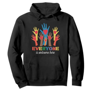 Everyone Is Welcome Here Hoodie Equality Rainbow Fist Hands TS02 Black Print Your Wear