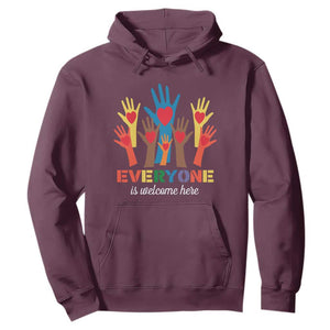 Everyone Is Welcome Here Hoodie Equality Rainbow Fist Hands TS02 Maroon Print Your Wear