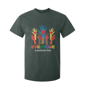 Everyone Is Welcome Here T Shirt For Kid Equality Rainbow Fist Hands TS02 Dark Forest Green Print Your Wear