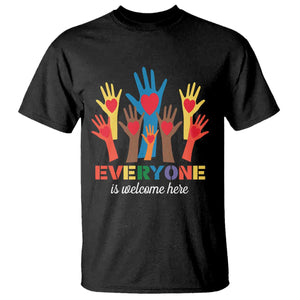 Everyone Is Welcome Here T Shirt Equality Rainbow Fist Hands TS02 Black Print Your Wear