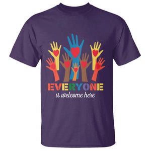Everyone Is Welcome Here T Shirt Equality Rainbow Fist Hands TS02 Purple Print Your Wear