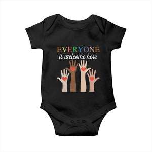 Everyone Is Welcome Here Baby Onesie Equality Fist Hands Hearts TS02 Black Print Your Wear