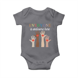 Everyone Is Welcome Here Baby Onesie Equality Fist Hands Hearts TS02 Charcoal Print Your Wear