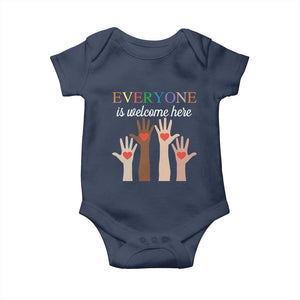 Everyone Is Welcome Here Baby Onesie Equality Fist Hands Hearts TS02 Navy Print Your Wear