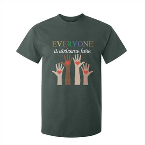 Everyone Is Welcome Here T Shirt For Kid Equality Fist Hands Hearts TS02 Dark Forest Green Print Your Wear