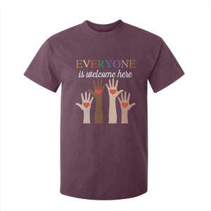Everyone Is Welcome Here T Shirt For Kid Equality Fist Hands Hearts TS02 Maroon Print Your Wear