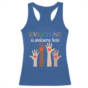 Everyone Is Welcome Here Racerback Tank Top Equality Fist Hands Hearts TS02 Royal Blue Print Your Wear
