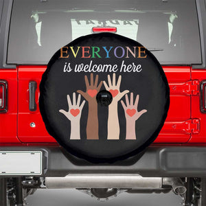 Everyone Is Welcome Here Spare Tire Cover Equality Fist Hands Hearts TS02 Black Print Your Wear
