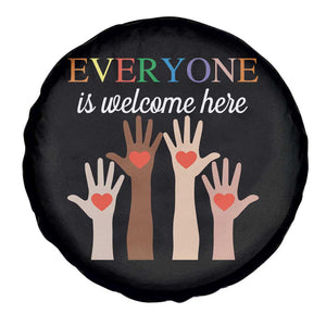 Everyone Is Welcome Here Spare Tire Cover Equality Fist Hands Hearts TS02 Print Your Wear