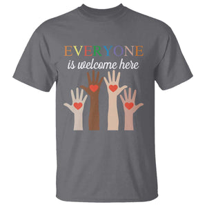 Everyone Is Welcome Here T Shirt Equality Fist Hands Hearts TS02 Charcoal Print Your Wear