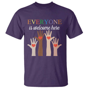 Everyone Is Welcome Here T Shirt Equality Fist Hands Hearts TS02 Purple Print Your Wear