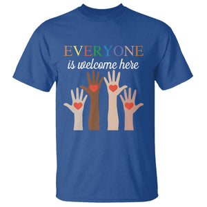 Everyone Is Welcome Here T Shirt Equality Fist Hands Hearts TS02 Royal Blue Print Your Wear