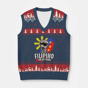 I Am Not Filipino For Nothing V-Neck Knit Sweater Vest Fight Supporter Philippine Flag TS02 Navy Red Print Your Wear