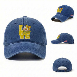 Vintage Banana Coquette Bow Washed Cotton Baseball Cap LOVE Baseball Fan Sport Lover TS02 Washed Cap Universal Fit Royal Blue Print Your Wear