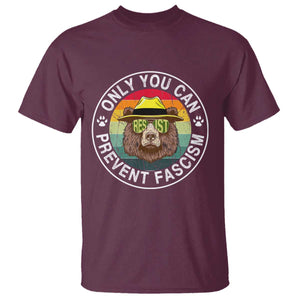 Only You Can Prevent Fascism T Shirt Protect National Parks Bear Resist TS02 Maroon Print Your Wear