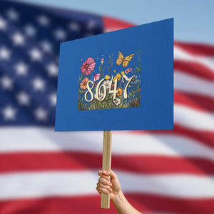 Funny 8647 Subtle Sarcasm Protest Sign Floral Boho Style TS02 Horizontal 18" × 24" Blue Print Your Wear