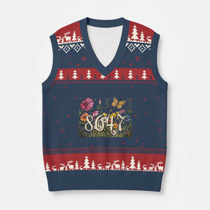 Funny 8647 Subtle Sarcasm V-Neck Knit Sweater Vest Floral Boho Style TS02 Navy Red Print Your Wear