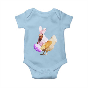Funny Chicken Bunny Baby Onesie Happy Easter Eggs Farm TS02 Light Blue Print Your Wear