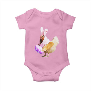 Funny Chicken Bunny Baby Onesie Happy Easter Eggs Farm TS02 Light Pink Print Your Wear