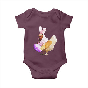 Funny Chicken Bunny Baby Onesie Happy Easter Eggs Farm TS02 Maroon Print Your Wear