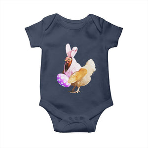 Funny Chicken Bunny Baby Onesie Happy Easter Eggs Farm TS02 Navy Print Your Wear
